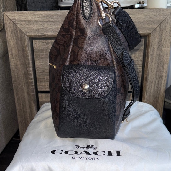 Coach Signature Brown and Black Shoulder Bag with duster